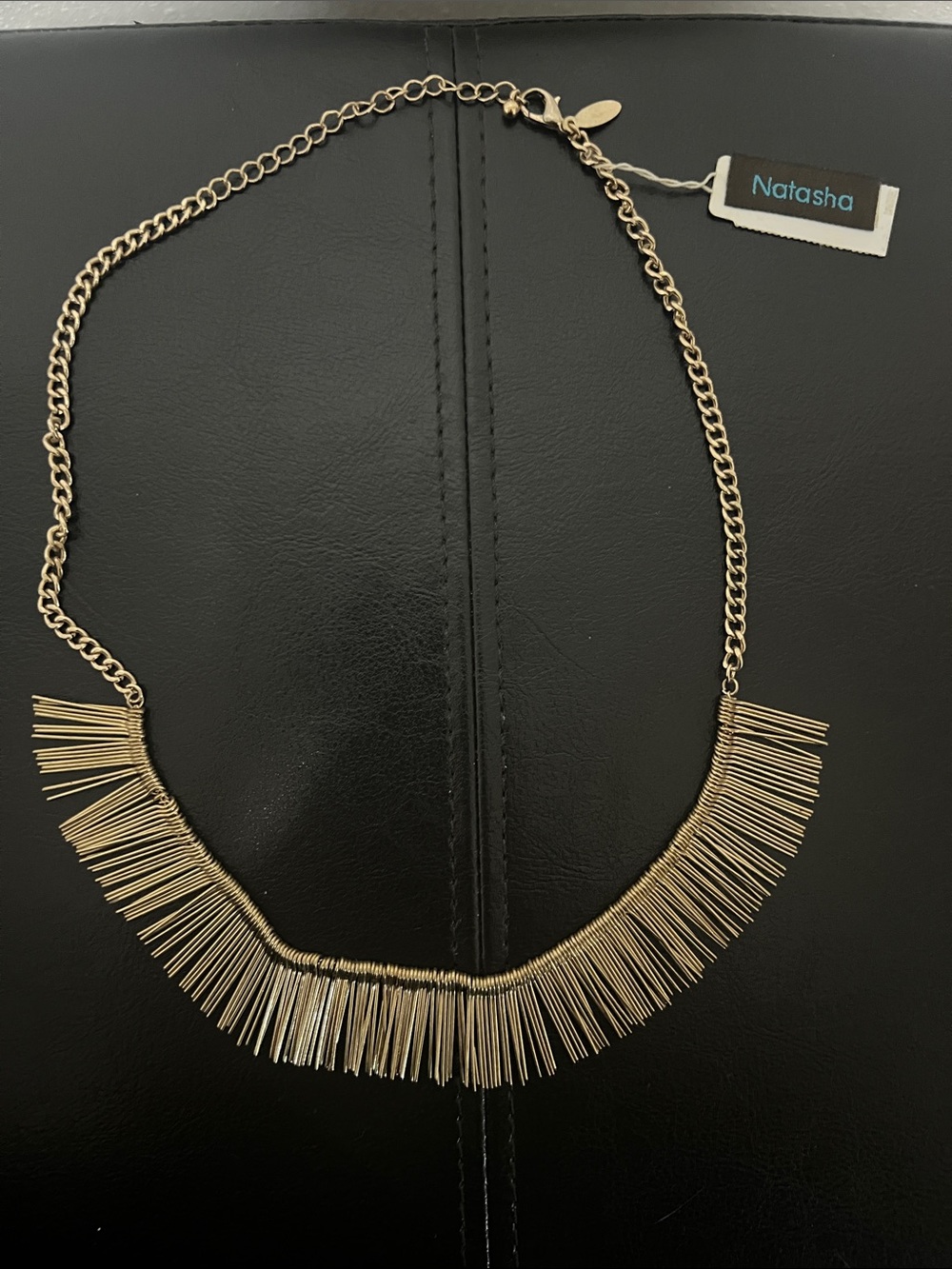Natasha Couture Gold Fringe Collar Necklace